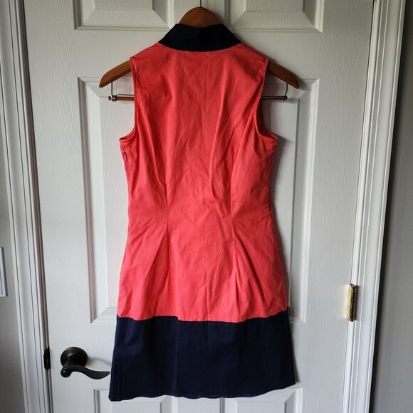 Sail to Sable STS Navy Coral Color Block Sleeveless Tunic Dress Women's Size XS - Picture 4 of 4